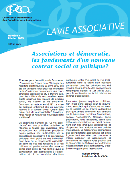 [N°4] : Associations et démocratie, les fondements d’un nouveau contrat social et politique?