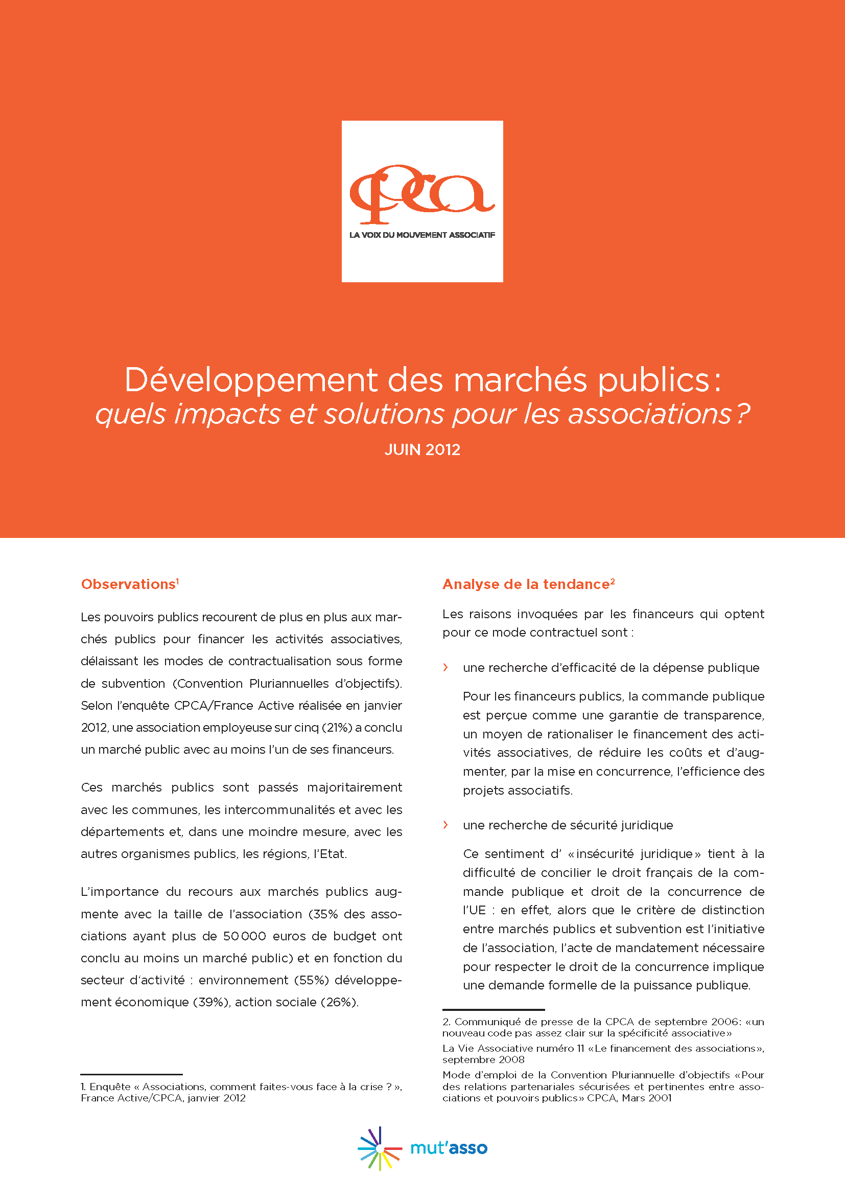 Développement des marchés publics: quels impacts et solutions pour les associations ?