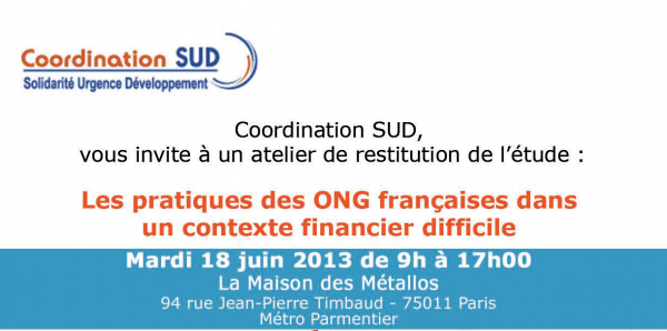 Coordination Sud : " Les pratiques des ONG françaises dans un contexte financier difficile "